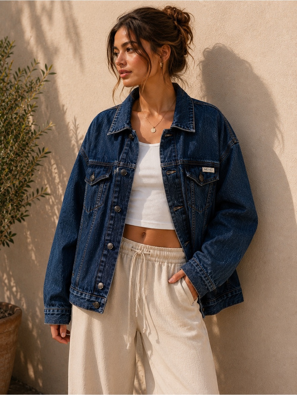 Y2K Calvin Klein Dark Wash Denim Jacket Oversized Minimalist Streetwear Medium